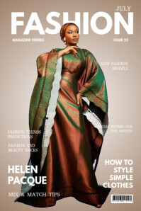 Brown Professional Fashion Magazine Cover  Poster template