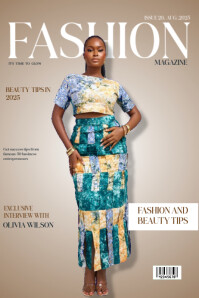 Brown Professional Fashion Magazine Cover  Poster template