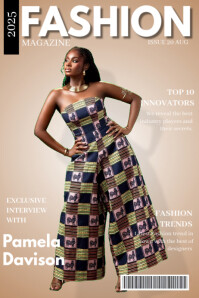 Brown Professional Fashion Magazine Cover  Poster template
