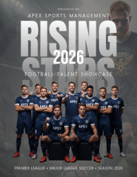 สีน้ำตาล Football Talent Showcase Pamflet Template - Page 1