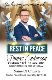 Brown Professional Funeral Announcement Half Page Wide Szeroki pół strony template