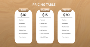 Brown Professional Gold Pricing Table Faceboo template