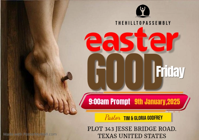 Brown Professional Good Friday Easter Service A4 Template | PosterMyWall