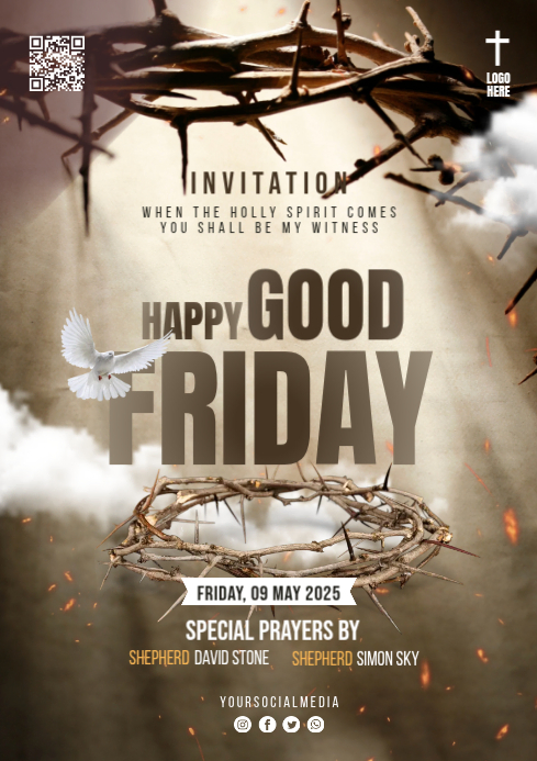 Copy of Brown Professional Good Friday Invitation A4 | PosterMyWall