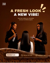 Brązowy Hair Salon Promotion Instagram Portrait Template