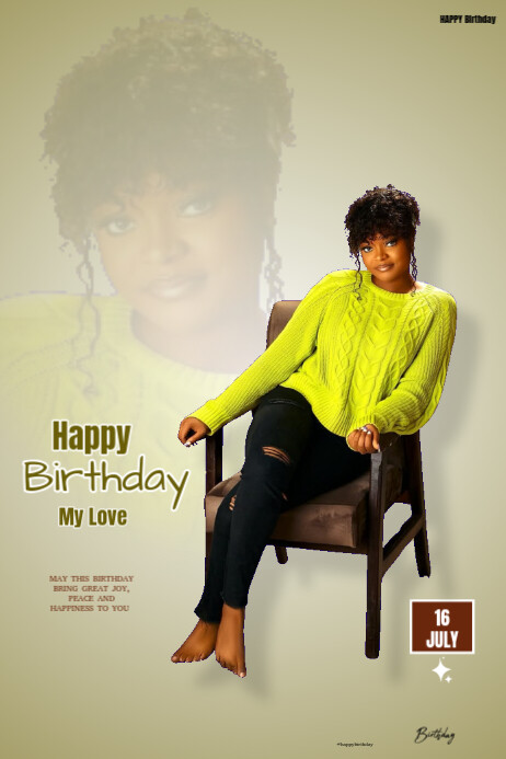 Brown Professional Happy Birthday My Love Poster Cartaz template