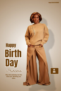 Brown Professional Happy Birthday Posters 2025 Poster Póster template