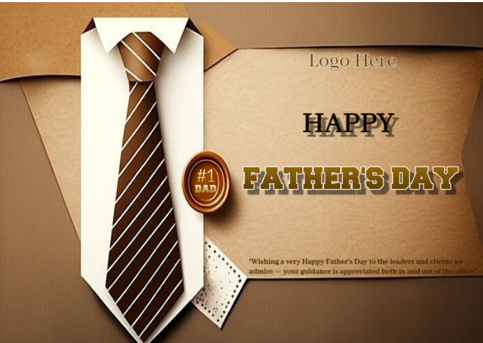 Brown Professional Happy Father's Day Postcard Pocztówka template