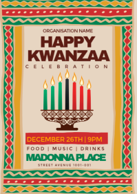 Brown Professional Happy Kwanzaa Flyer  A3 template