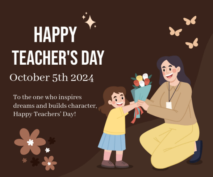 Brown Professional Happy Teacher's Day Appreciation Templates  Medium Rectangle Średni prostokąt