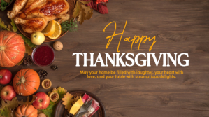 Brown Professional  Happy Thanksgiving Wishes Digital Display (16:9) template