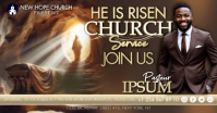 Brown Professional He Is Risen Church Service Facebook Shared Image Video template