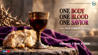 Brown Holy Communion Event Digital Display Template