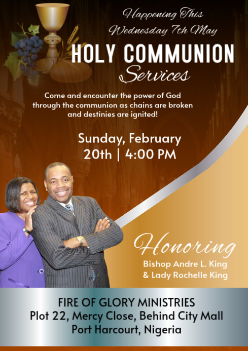 Modèle Brown Professional Holy Communion Service A4 | PosterMyWall