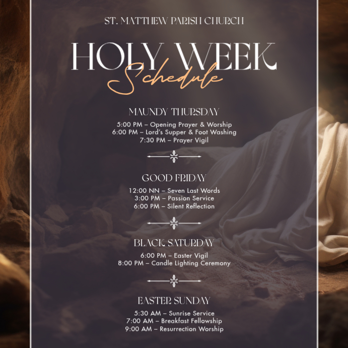 Brown Professional Holy Week Schedule Instagram Post Templat | PosterMyWall