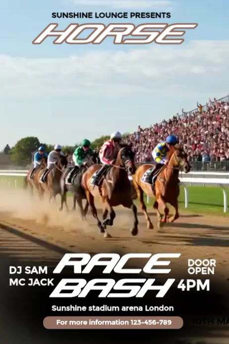 Brown Professional Horse Racing Event Poster Video Template | PosterMyWall