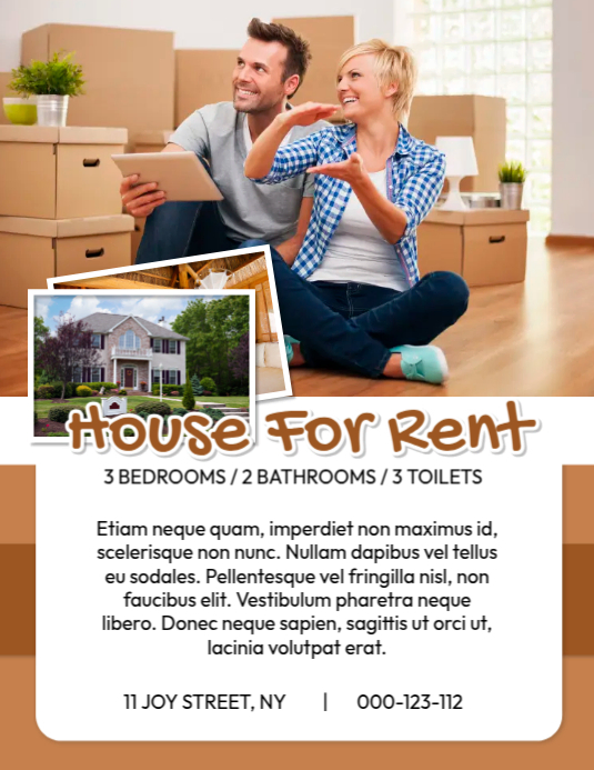 Brown Professional House For Rent Flyer (us Letter) Template | PosterMyWall