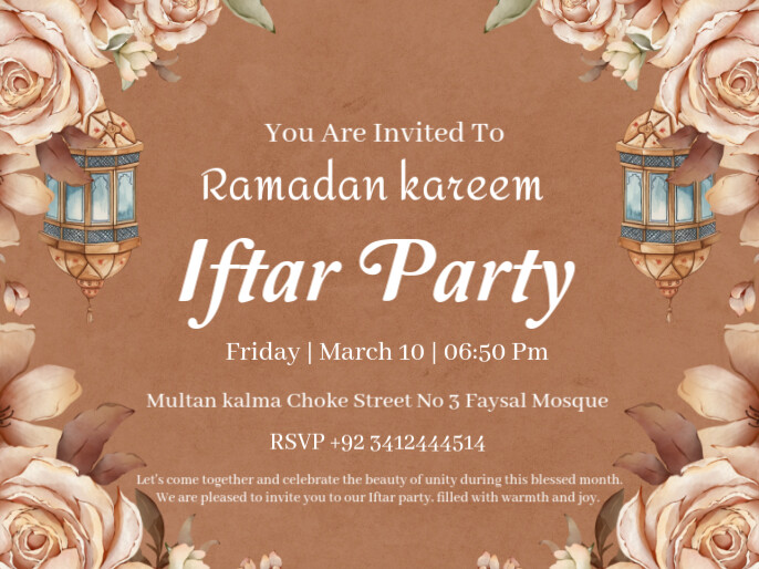 Brown Professional Iftar Party Invitation Cards Presentation Apresentação template