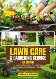 Brown Professional Lawn Care and Gardening Services A6 template