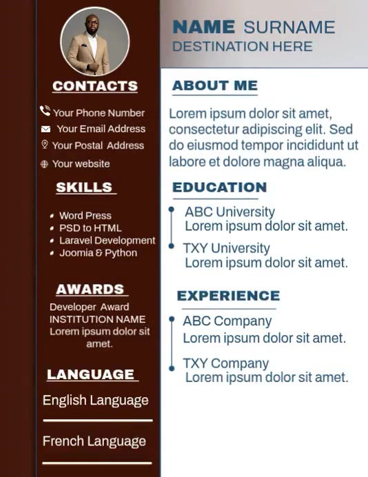 Brown Professional Leadership Resume Flyer (us Letter) Template ...