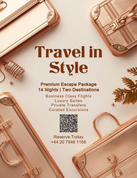 Brown professional luxury travel package flyer Templat | PosterMyWall
