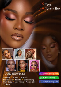 Brown Professional Makeup Flyer Design  A4 template