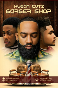 Brown Professional Modern Barbershop  Poster template
