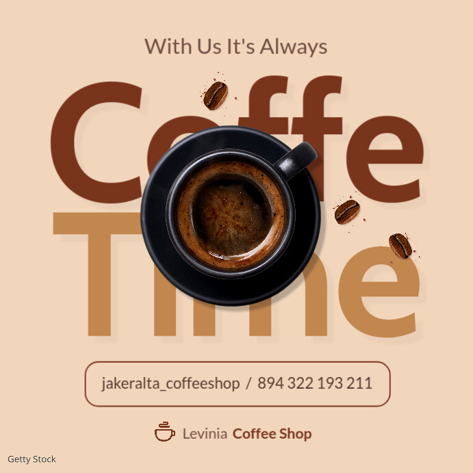 Brown Professional Modern Brown And Kaki Coffee Time Advertisement Instagram Post Banner Advertising template