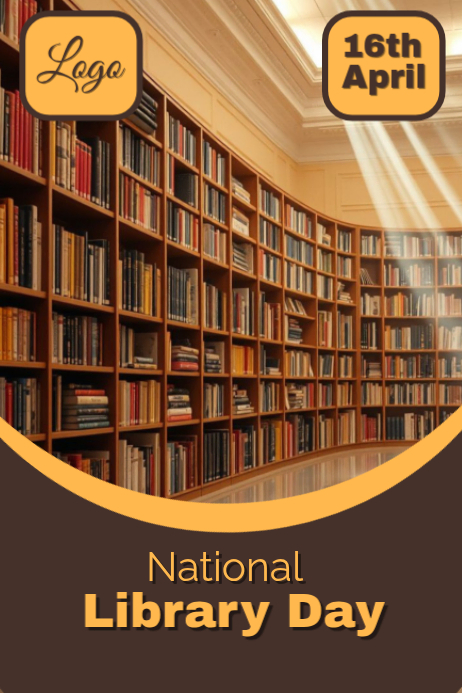Plantilla de Brown Professional National Library Day Poster | PosterMyWall
