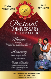 Brown Professional Pastoral Anniversary Celebration Tabloid template