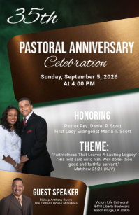 Brown Professional Pastoral Anniversary Celebration Tabloid template