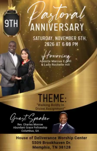 Brown Professional Pastoral Anniversary Tabloid Video template