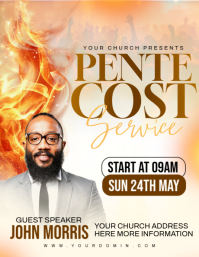 Brown Professional Pentecost Church Service Flyer Рекламная листовка (US Letter) template