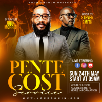 Brown Professional Pentecost Church Service Instagram Post template