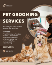 Brown Pet Grooming Services Instagram Portrait Template