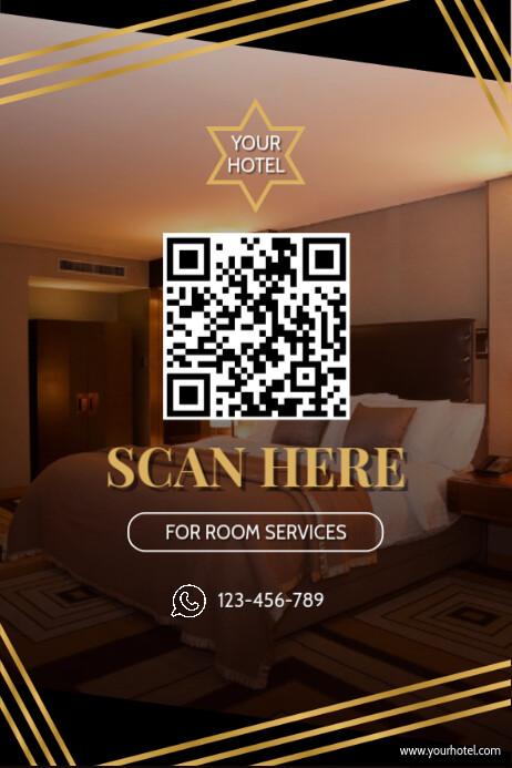 Brown Professional QR Code For Hotel Booking Poster Template | PosterMyWall