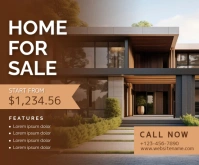 Brown Professional Real Estate Ads Medium Rectangle template