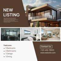Brown Professional Real Estate Listing Instagram Post Instagram-bericht template