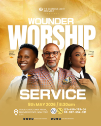 Brown Religious Worship Service Instagram Portrait Template