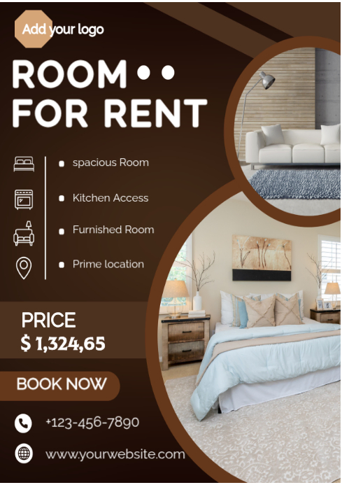 Room Rental Advertisement A4 Template | PosterMyWall