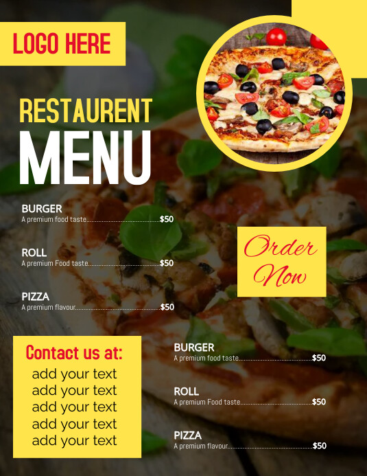 Brown Professional Restaurant Menu Template, Flyer (US Letter)