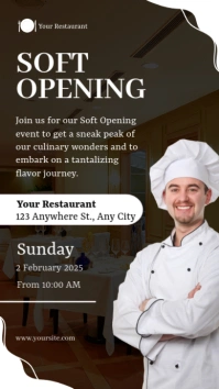 Brown Professional Restaurant Soft Opening Instagram Story template
