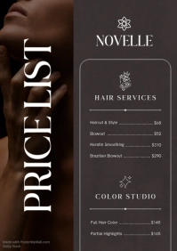 Brown Salon Price List A3 Template - Page 1