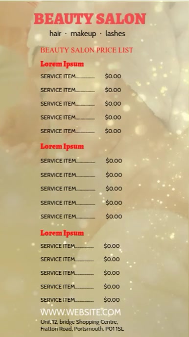 Brown Professional Salon Price List Instagram Story template
