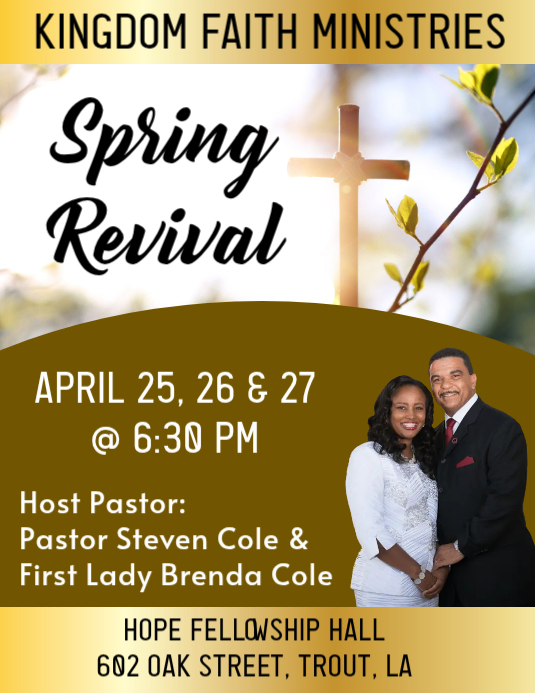 Plantilla de Brown Professional Spring Revival Event Flyer | PosterMyWall