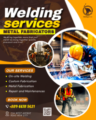 Brown professional steel metal Fabrication and Welding aluminium mobile welder shop Services adverti Instagram Portrait template