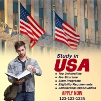 Brown Professional Study In Usa  Instagram Post Instagram-Beitrag template