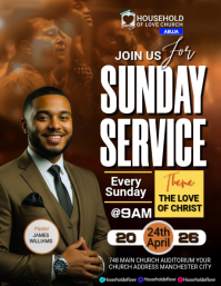 棕色 Sunday Church Service Flyer Template