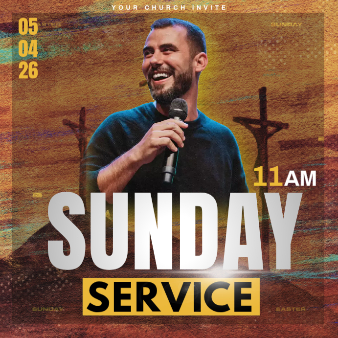 Brown Professional Sunday Church Service Square Template | PosterMyWall