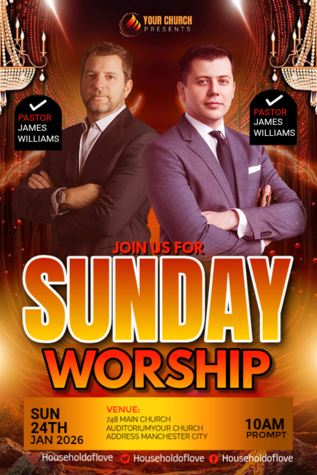 Brown professional sunday worship service banner 4' × 6' Template ...